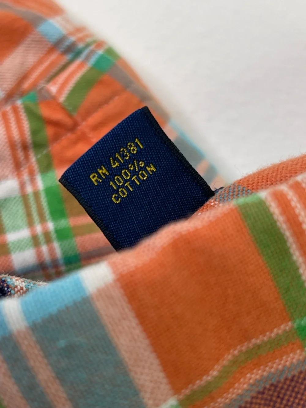 Polo Ralph Lauren Classic Fit Orange Multi Plaid Cotton Short Sleeve Shirt M